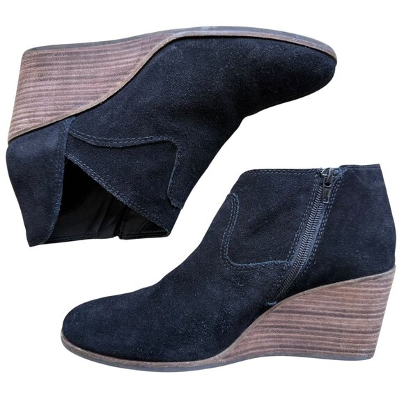 Lucky Brand Zollie Almond Toe Pull On Leather Booties Black Size 10M, Leather - Picture 1 of 9